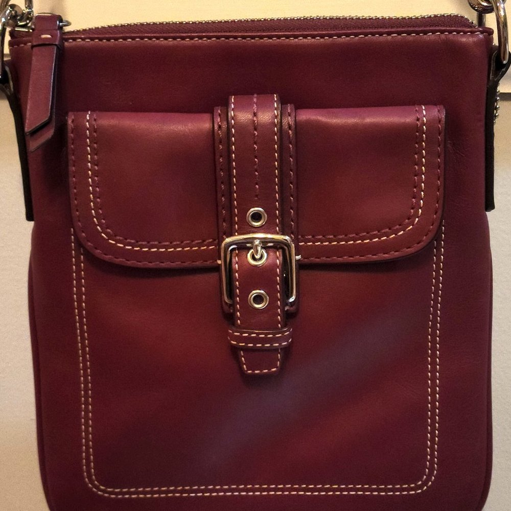 Coach Plum Crossgrain Leather Swing Pack Crossbody